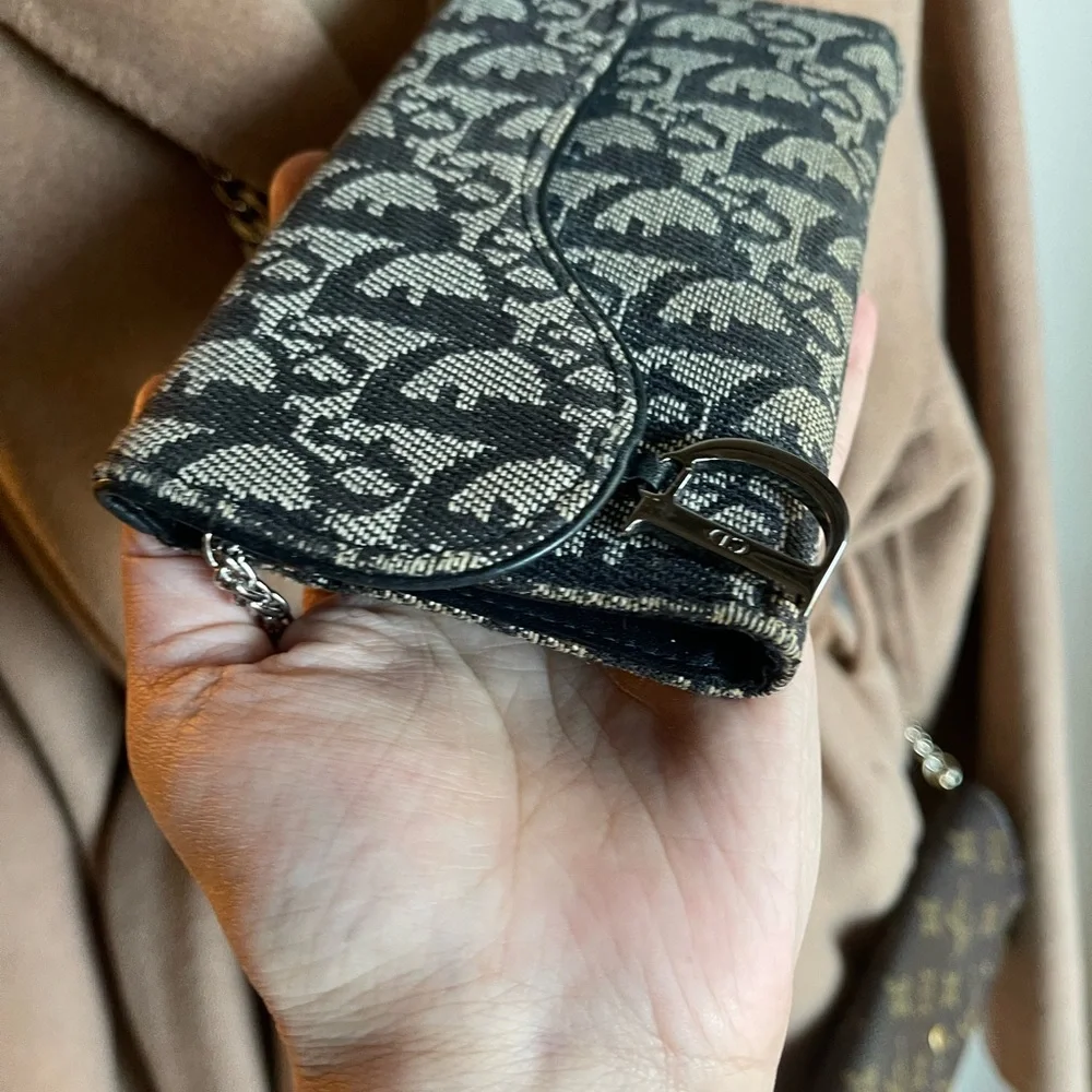 Authentic Christian Dior D ring oblique jacquard wallet wallet CM1022 (F1037)